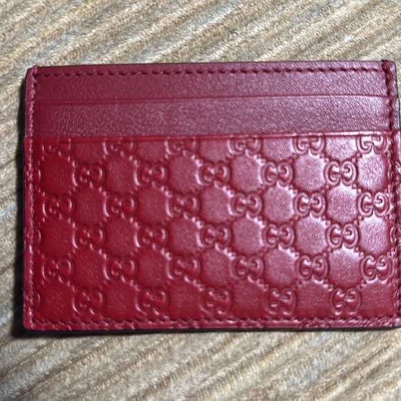đLow startđNWOT Gucci double small GG BRAND NEW CARD CASE IN A BURGUNDY RED - Picture 2 of 3